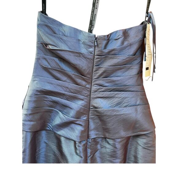 BILL LEVKOFF Iridescent Strapless Ruched Taffeta Dress | Sz 8, Blue NWT - Picture 11 of 16